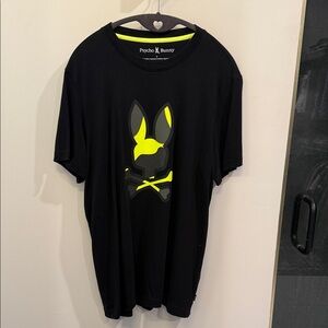 Psycho Bunny Black Tee with Neon Yellow Graphic